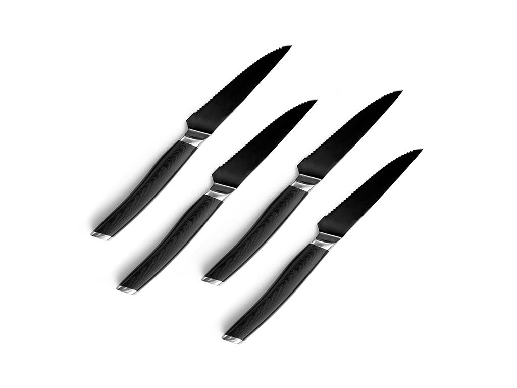 Amefa Serrated Cutlery Steak Knives Set Sharp Stainless Steel Blades