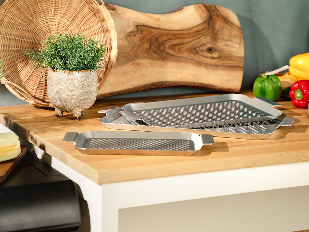 STAINLESS STEEL BBQ TRAYS - 3PC - 4