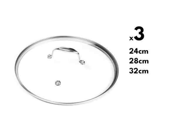 GLASS LID SET 3-PCS