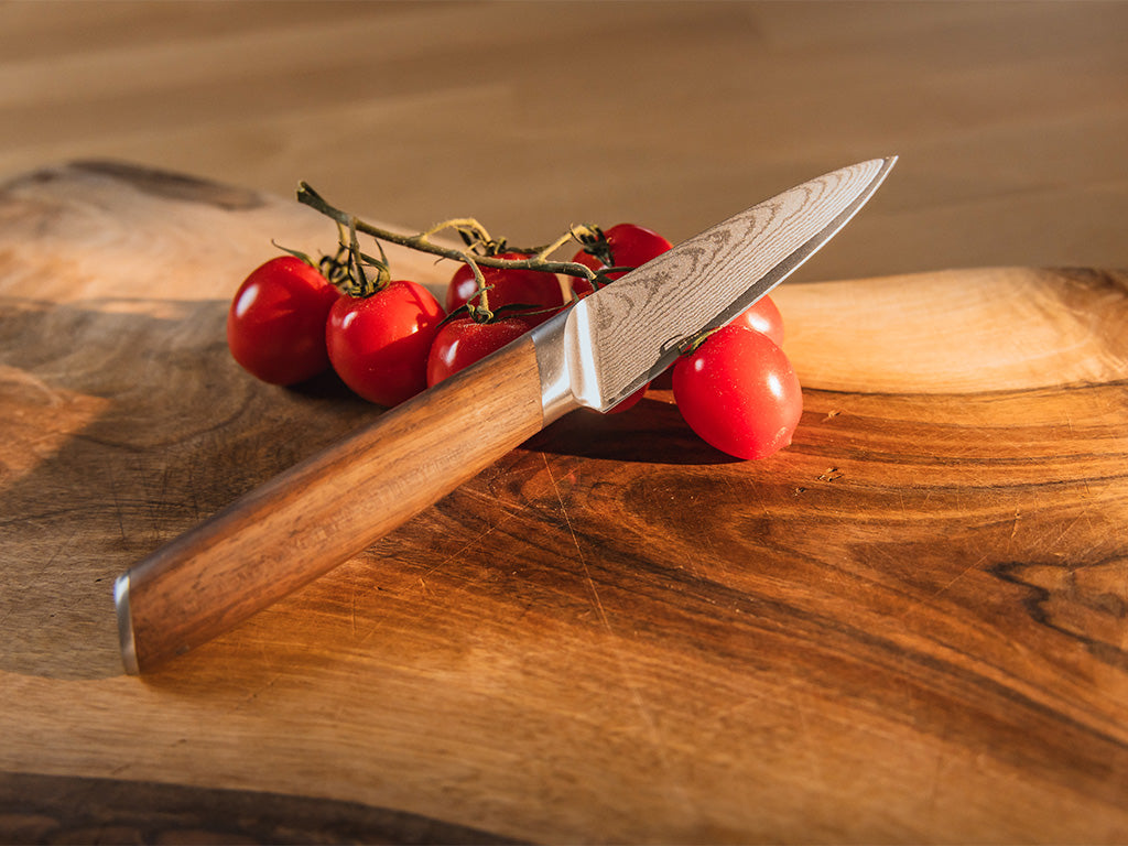 Damascus paring knife 9 cm
