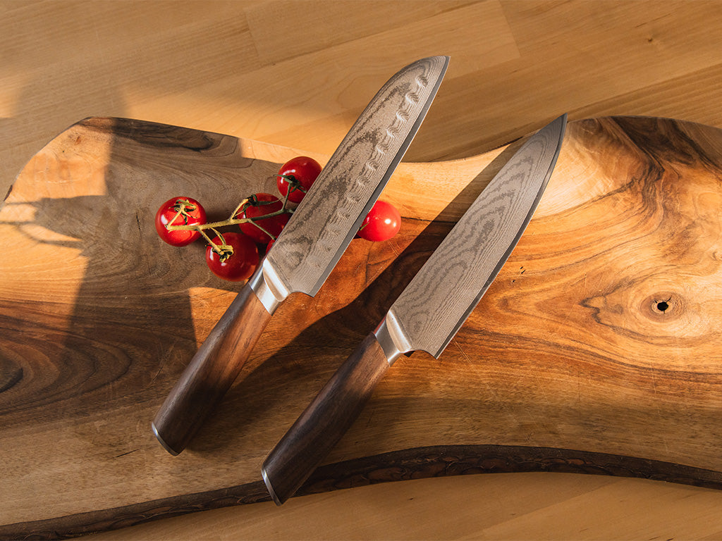 Damascus chef's & santoku knife set