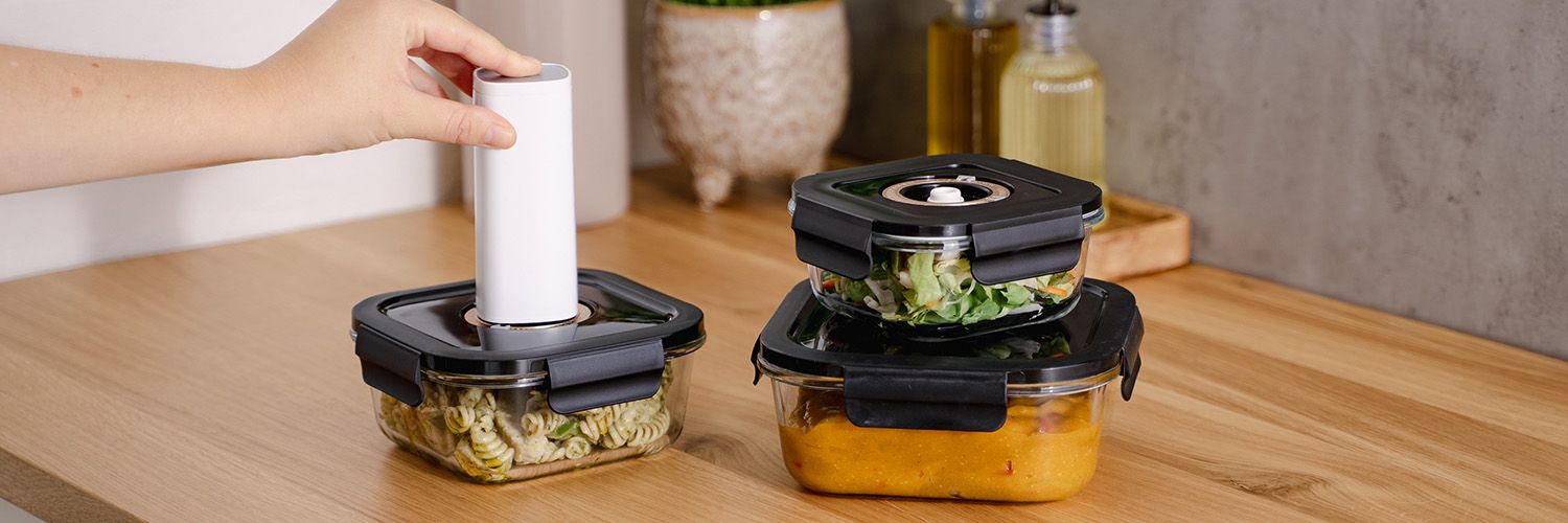 RECTANGLE VACUUM GLASS CONTAINER - 1480ML - SET - 4PC - 7