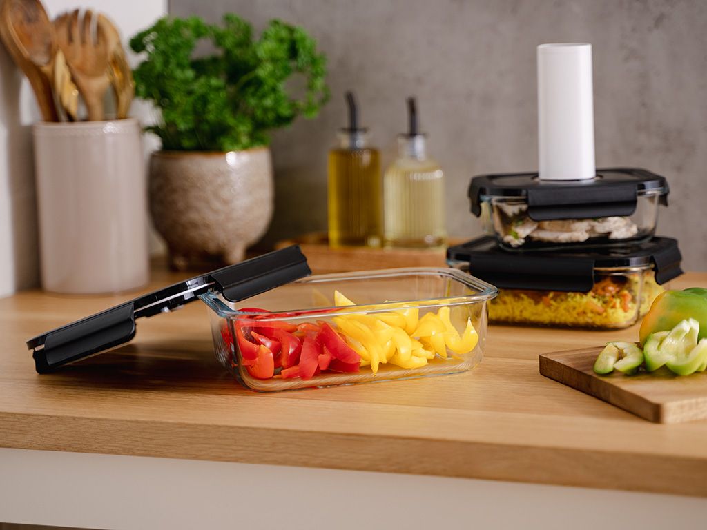 RECTANGLE VACUUM GLASS CONTAINER - 1480ML - SET - 4PC - 4