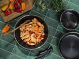 WOK WITH DETACHABLE HANDLE 30CM SET