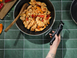 WOK WITH DETACHABLE HANDLE 30CM SET