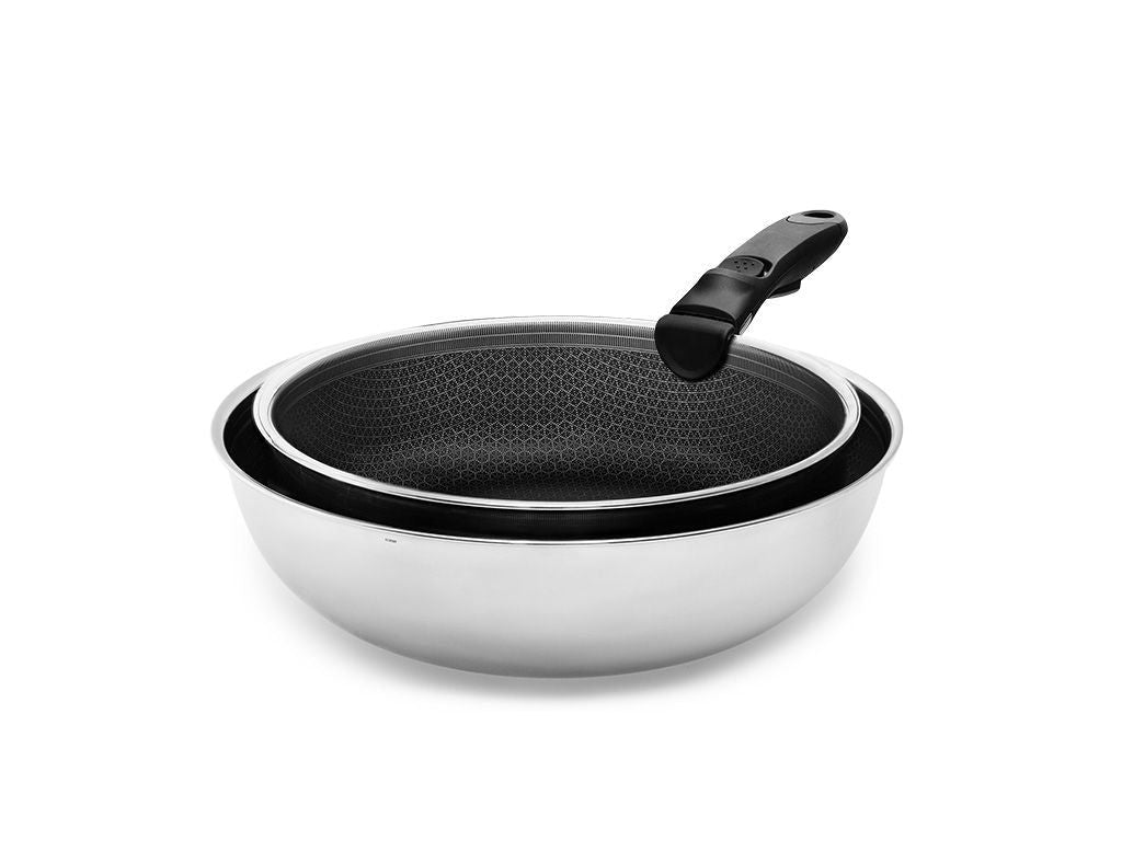 WOK- OG SAUTÉSÆT MED AFTAGELIGT HÅNDTAG – 2 DELE - 1