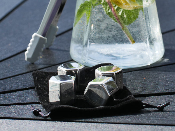 REUSEABLE STEEL ICE CUBES - 4-PC