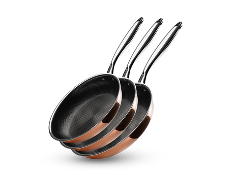 COPPER HYBRID NON-STICK FRYING PAN SET - 3 PCS - 1