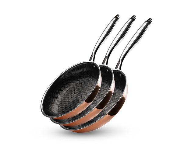COPPER HYBRID NON-STICK FRYING PAN SET - 3 PCS - 1