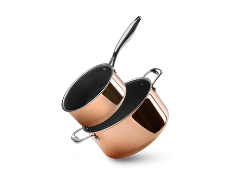 COPPER HYBRID NON-STICK POT SET - 2 PCS - 1