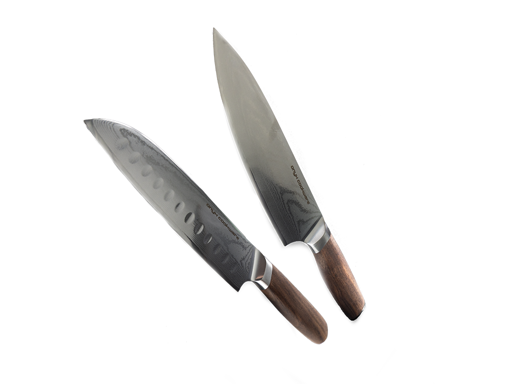 Damascus chef's & santoku knife set