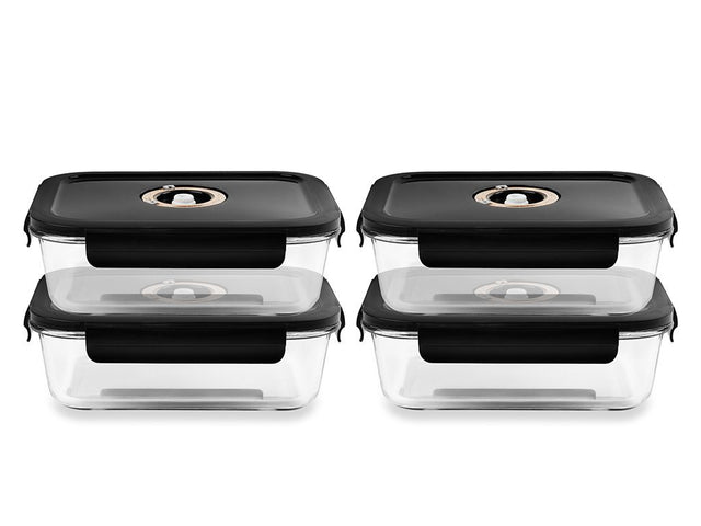RECTANGLE VACUUM GLASS CONTAINER - 1480ML - SET - 4PC - 1