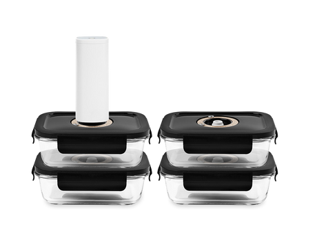 RECTANGLE VACUUM GLASS CONTAINER - 630ML - SET - 4PC - 1