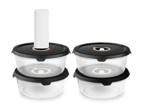ROUND VACUUM GLASS CONTAINER – 1400ML SET - 4PC - 1