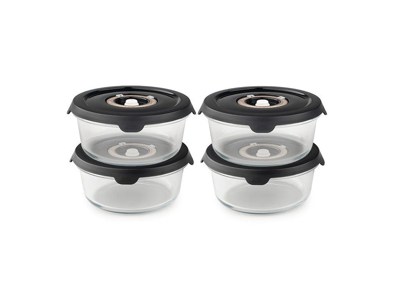 ROUND VACUUM GLASS CONTAINER – 635ML SET - 4PC