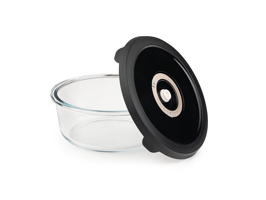 ROUND VACUUM GLASS CONTAINER – 930ML