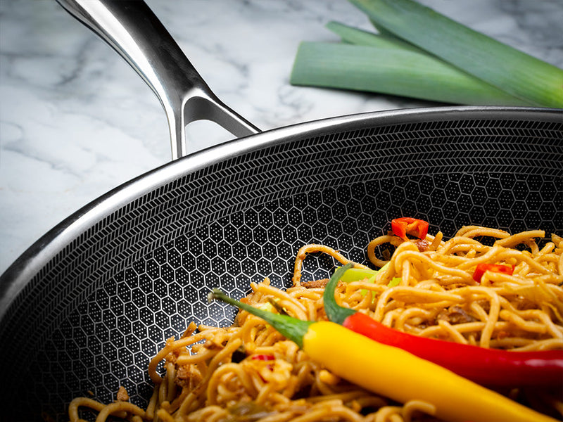 Big Wok Nonstick Frying Pan Stainless Pasta Serving Plate Honeycomb Steel  Induction Cooktop Small Woks Grilling