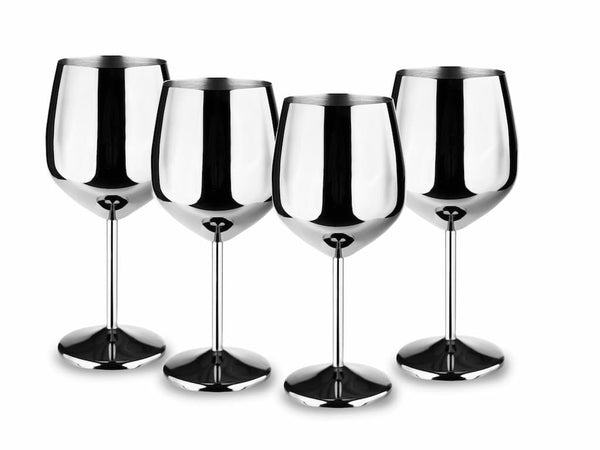 STAINLESS STEEL WINE GLASS SET 4-PC